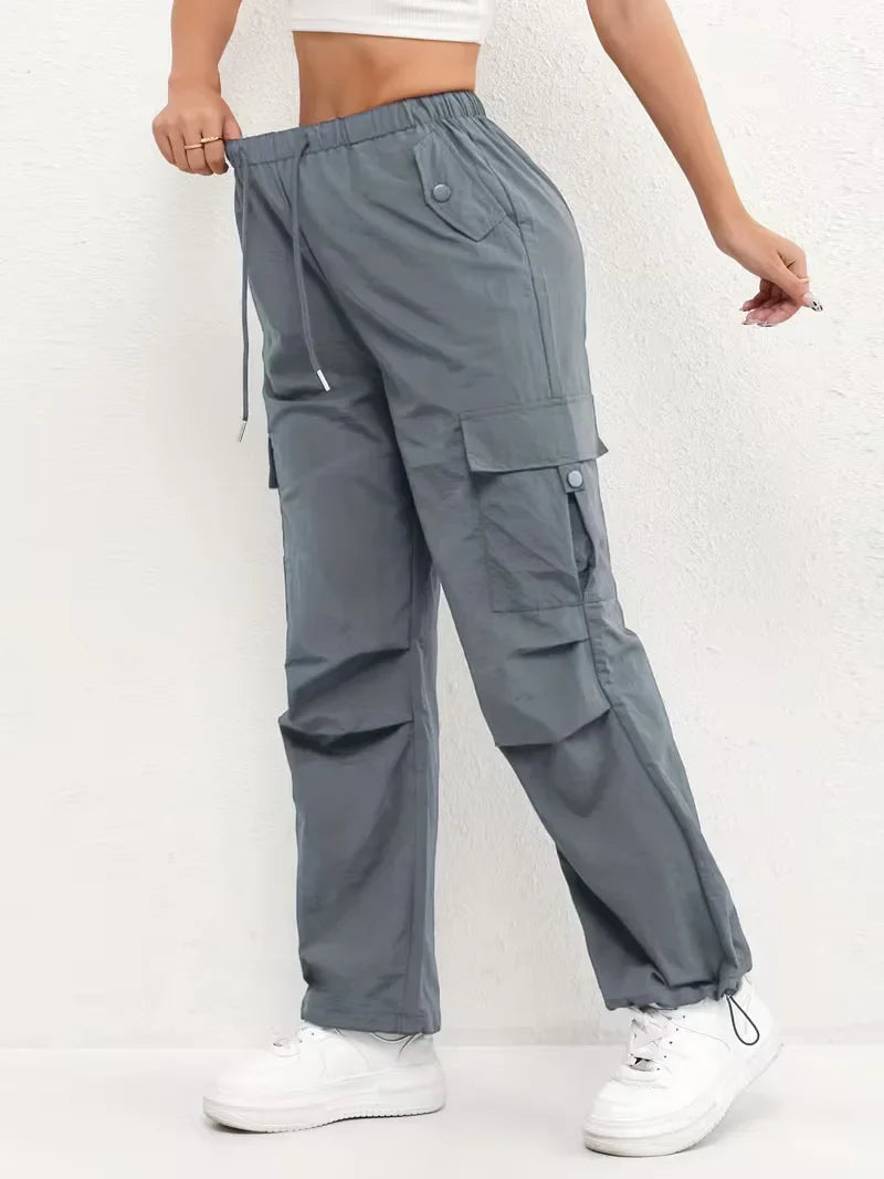 High-Waisted Cargo Trousers