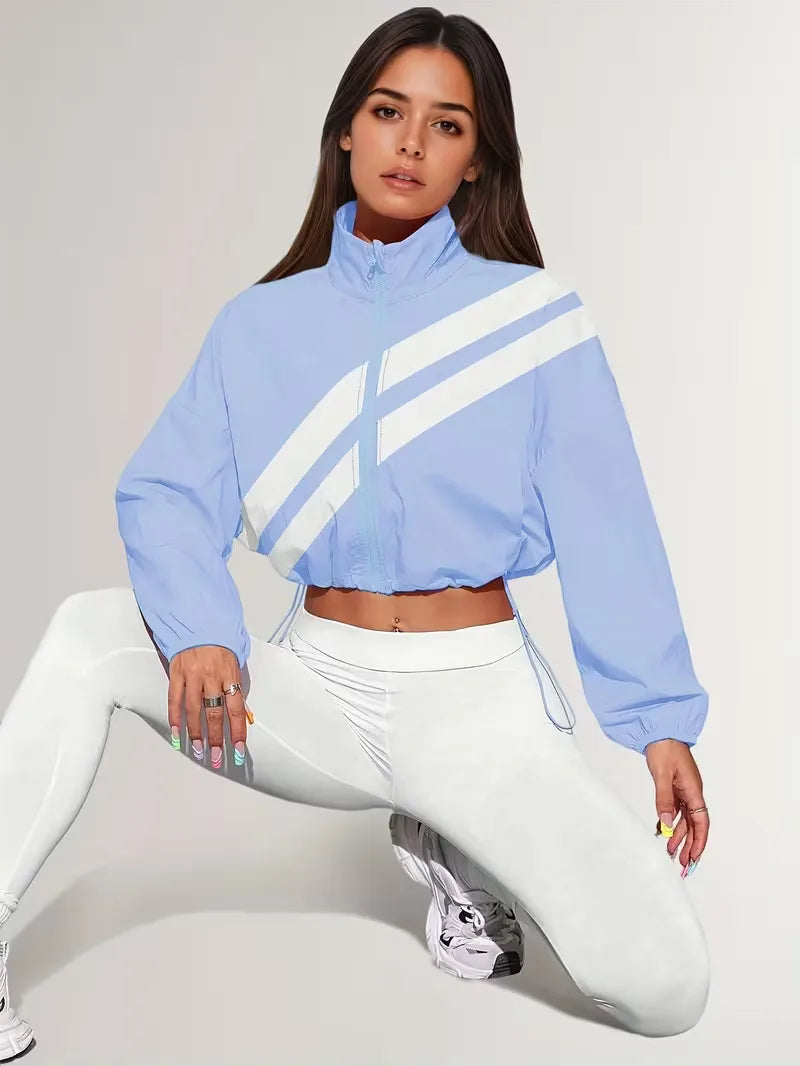 Track jacket with elastic cuffs