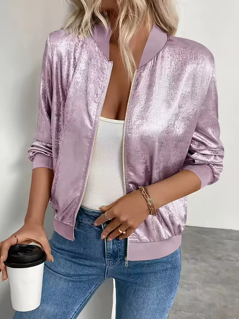 Bomber jacket with ribbed details