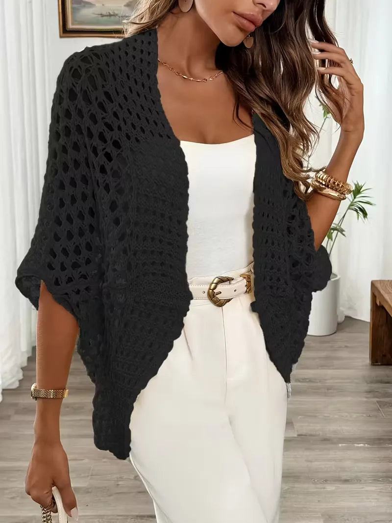Oversized cardigan with hollow-out design
