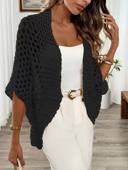 Oversized cardigan with hollow-out design