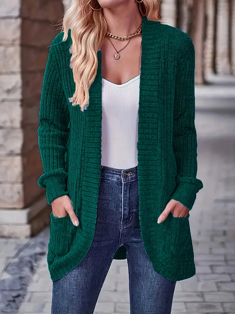 Open vest with ribbed texture