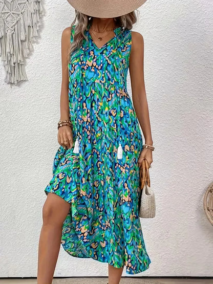 A-line dress with V-neck