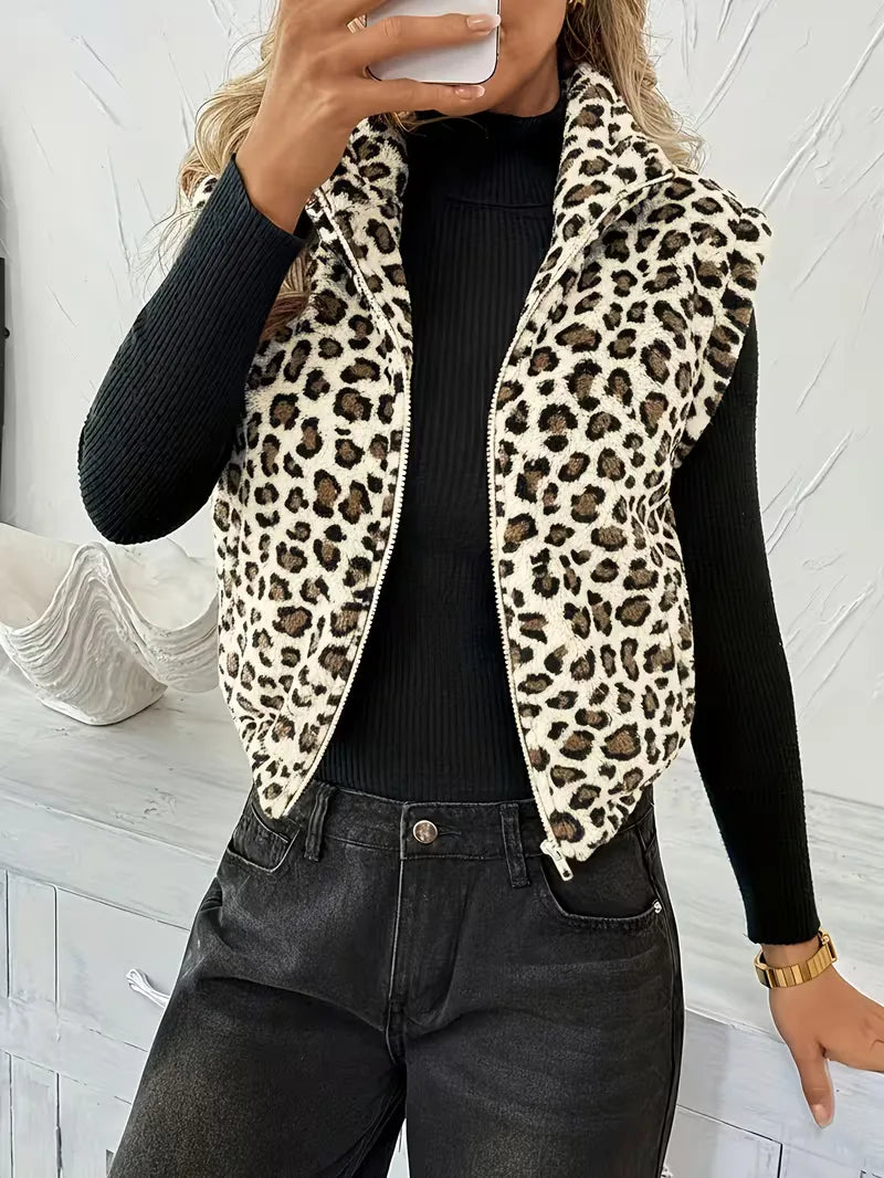 Zipped Gilet with Faux Shearling