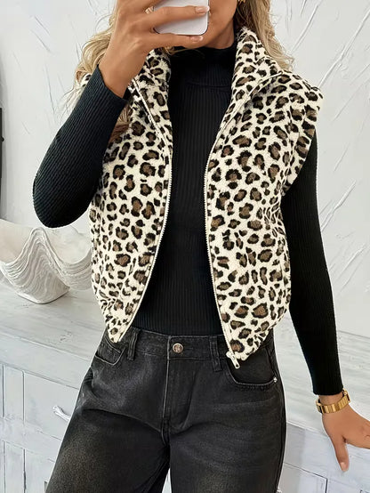 Zipped Gilet with Faux Shearling