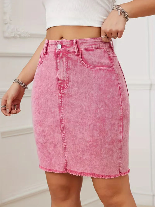 Denim skirt with high waist