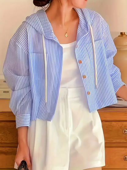 Cropped hoodie with striped pattern