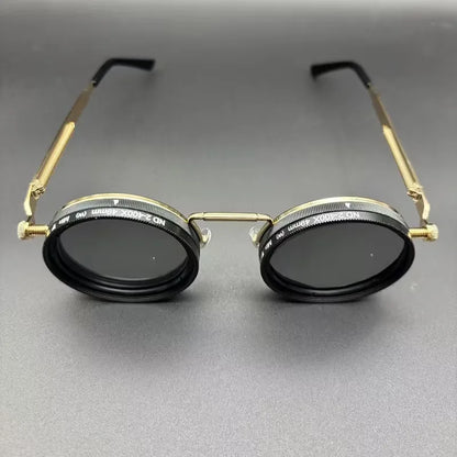Round Sunglasses with Steampunk Design