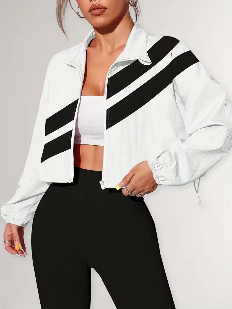 Track jacket with elastic cuffs