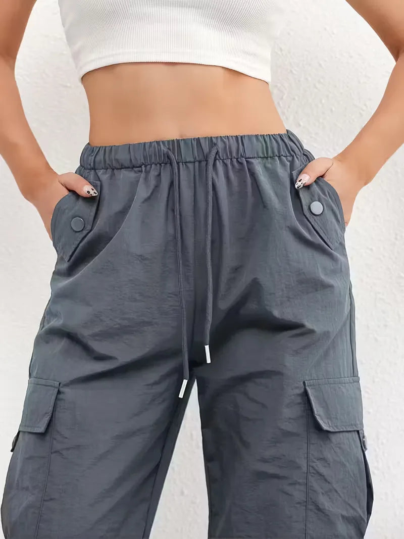 High-Waisted Cargo Trousers