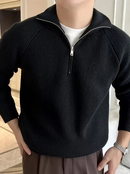 Zip-up jumper with ribbed texture
