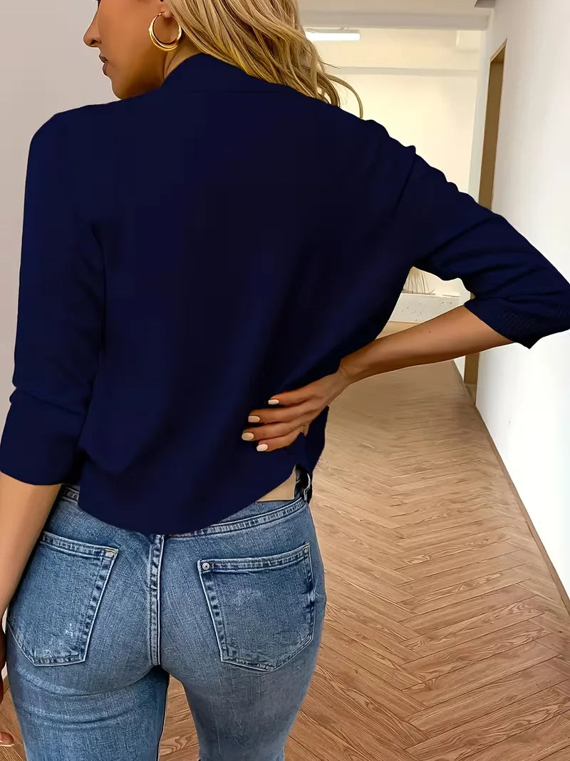 Purple open-front cardigan 3/4 sleeves