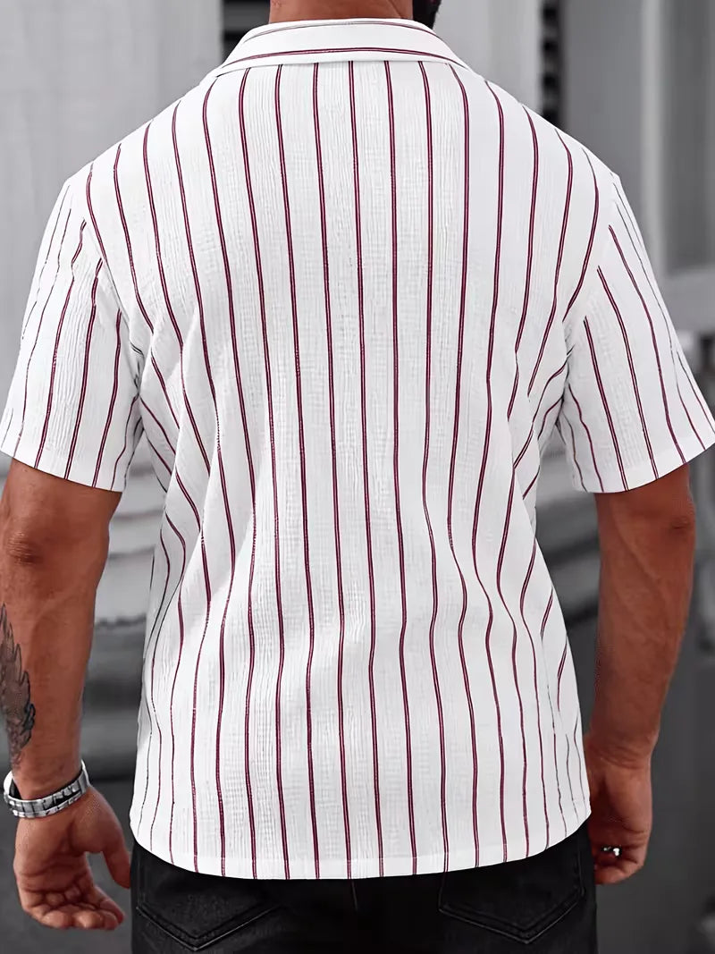 Short Sleeve Shirt with Vertical Stripes