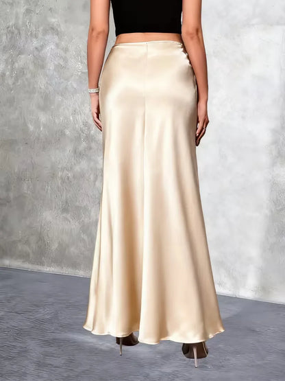 Satin Skirt with High Waist