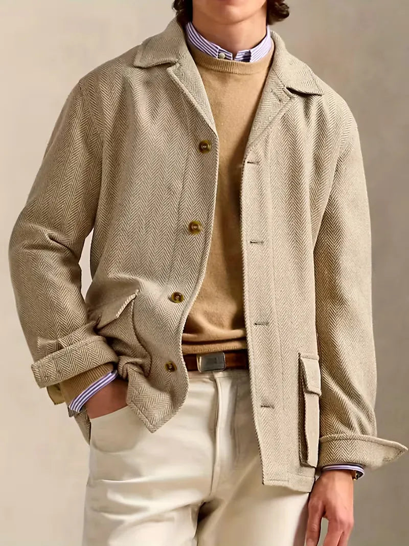 Herringbone Pattern Trench Coat