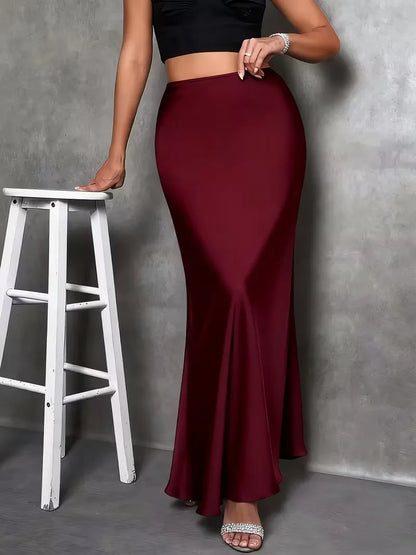 Satin Skirt with High Waist