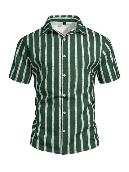 Short Sleeve Shirt with Vertical Stripes