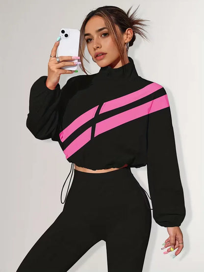 Track jacket with elastic cuffs
