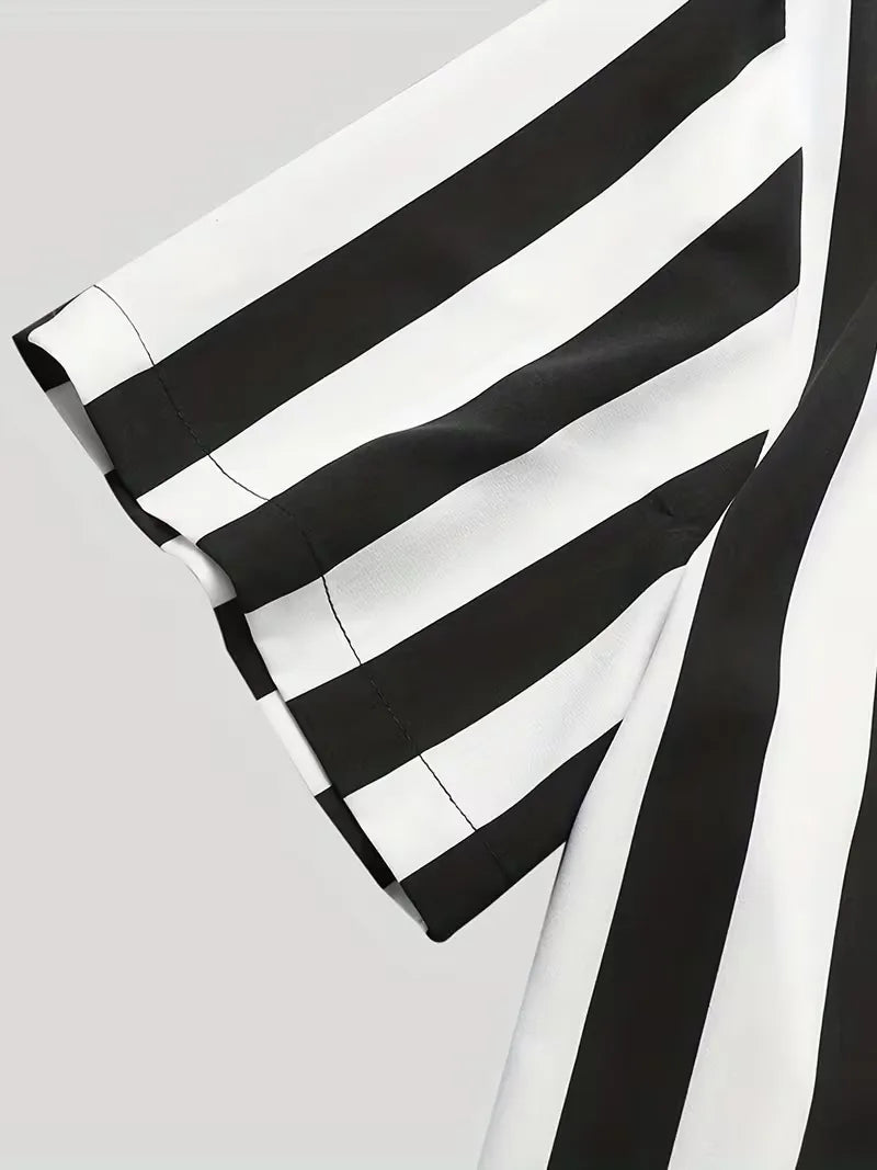 Short Sleeve Shirt with Vertical Stripes