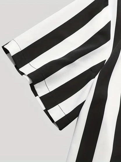 Short Sleeve Shirt with Vertical Stripes