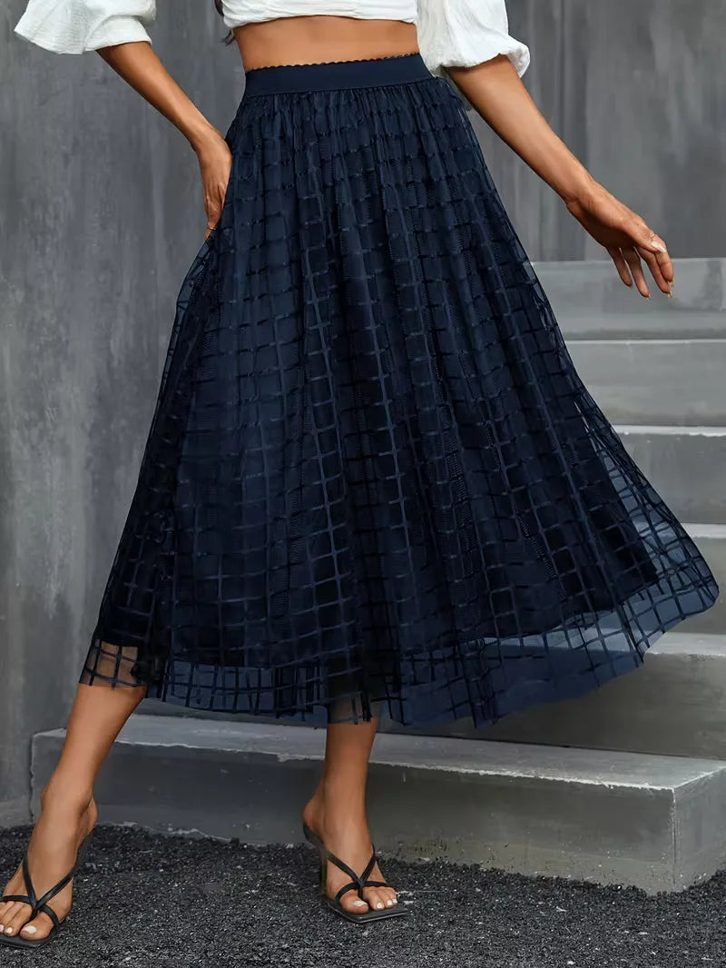Pleated Skirt with Plaid Pattern
