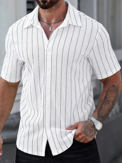 Short Sleeve Shirt with Vertical Stripes