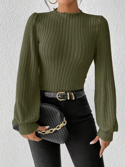 Rib-knit bodysuit with long sleeves