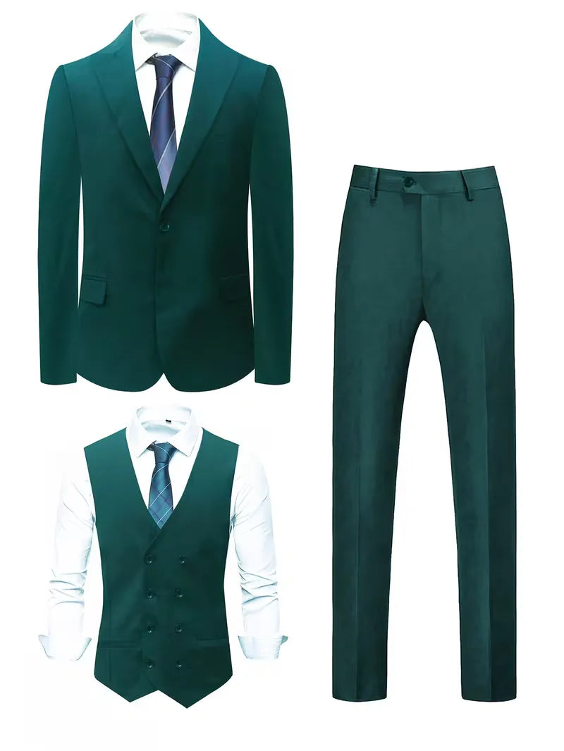 Three-piece slim fit suit