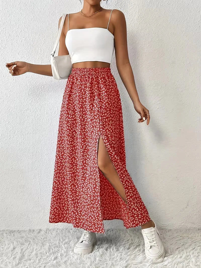 A-line skirt with flowers