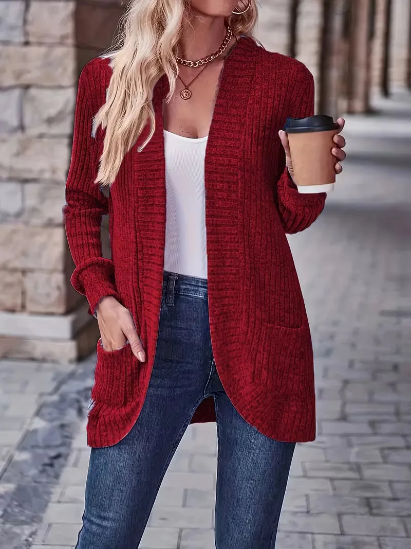 Open vest with ribbed texture