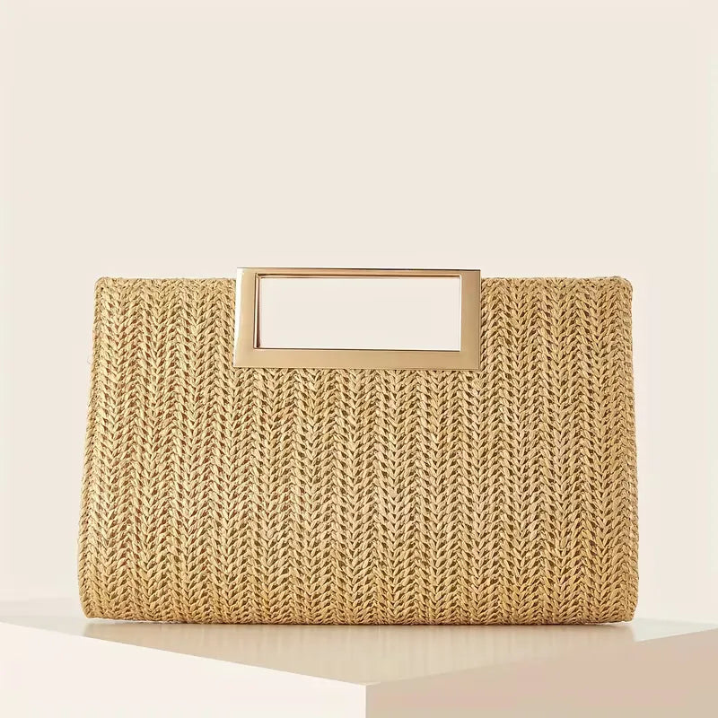 Woven clutch with square handle