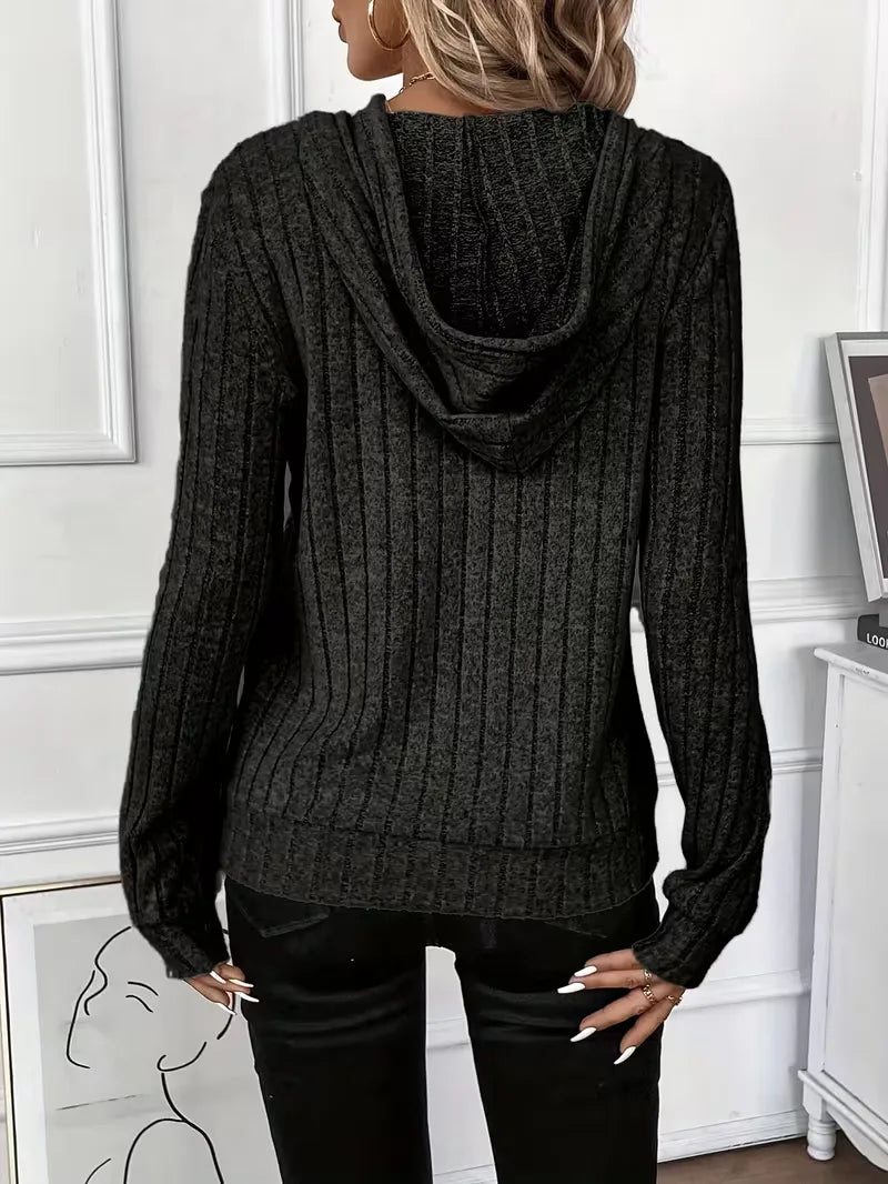 Hoodie with Ribbed Texture