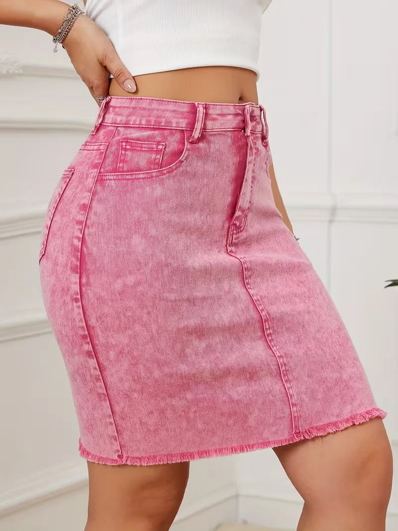 Denim skirt with high waist