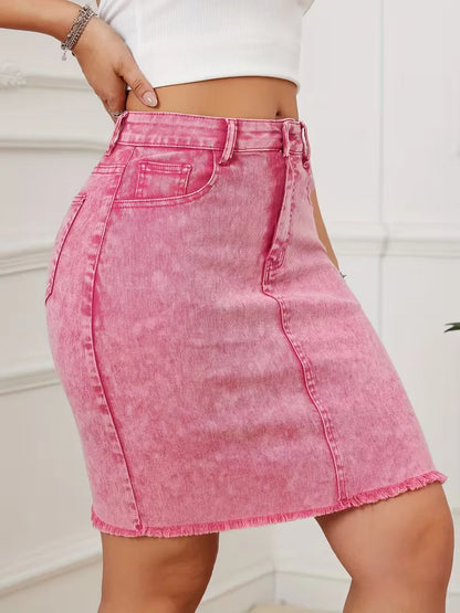 Denim skirt with high waist