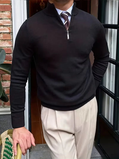 Sweater with Collar and Half-Zip