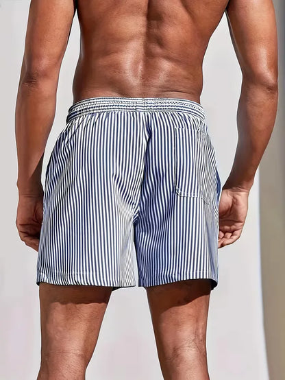 Striped Pattern Swim Shorts