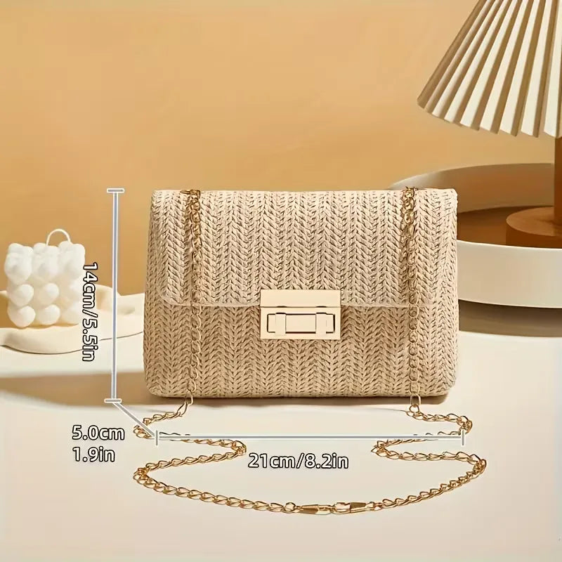 Woven clutch with gold closure