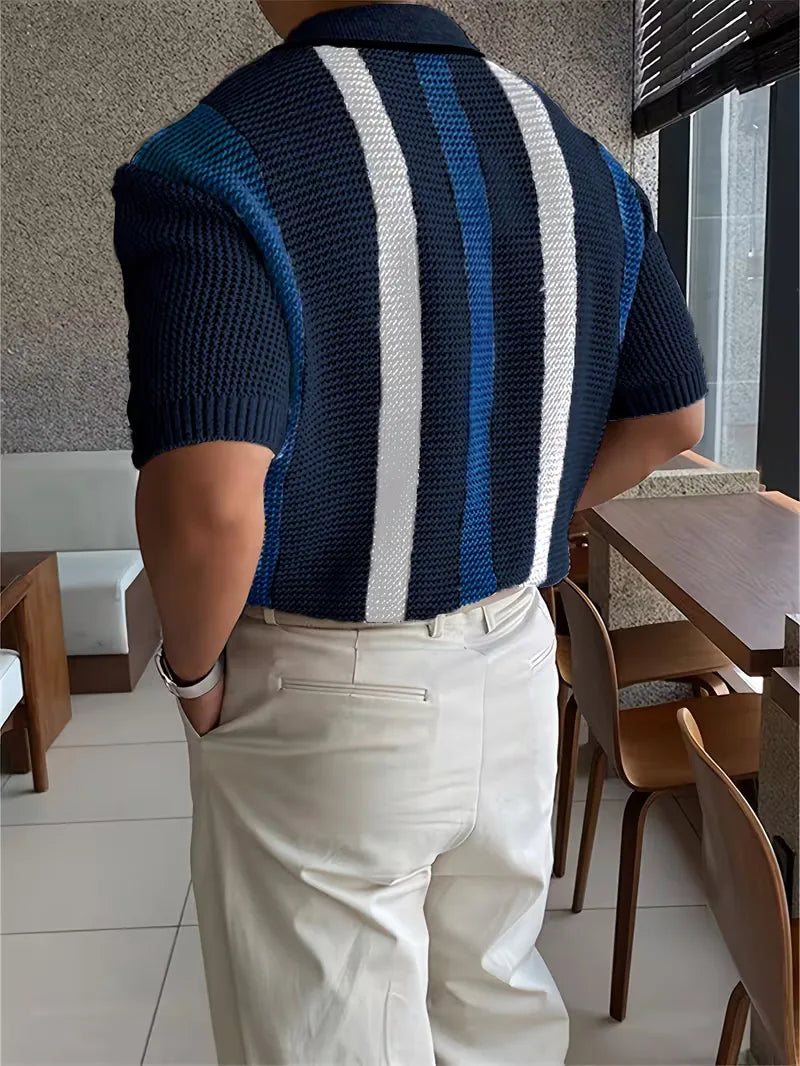 Polo with V-neck and short sleeves