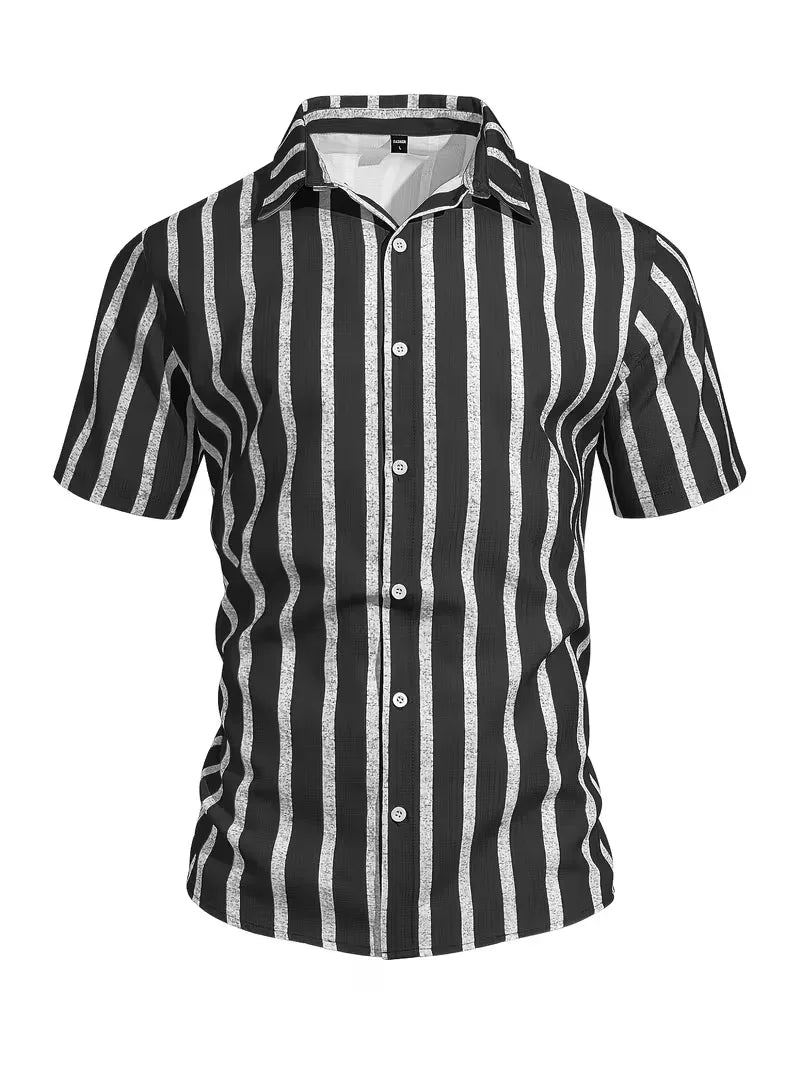 Short Sleeve Shirt with Vertical Stripes