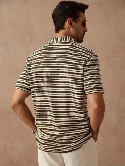 Short Sleeve Shirt with Jacquard Stripe