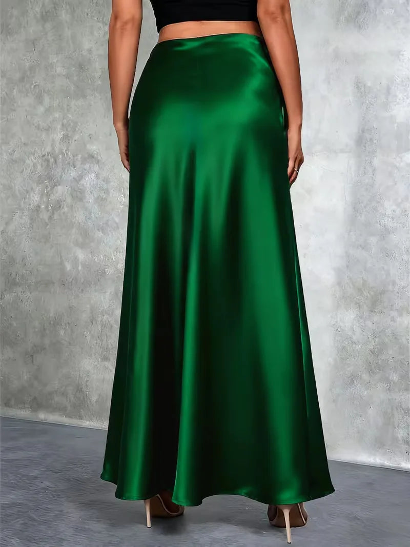 Satin Skirt with High Waist