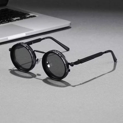 Round Sunglasses with Steampunk Design