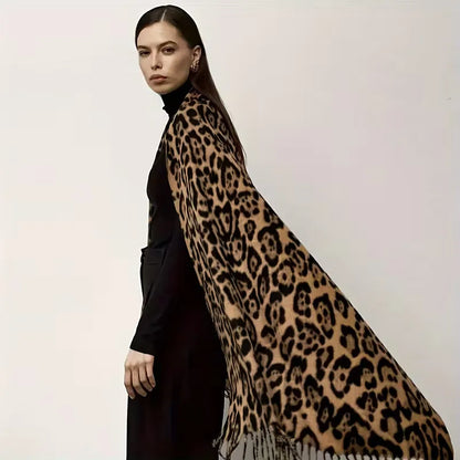Winter Scarf with Leopard Print