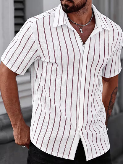 Short Sleeve Shirt with Vertical Stripes