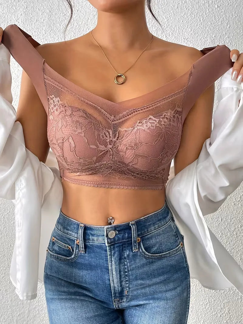 Lace Bra with V-Neck