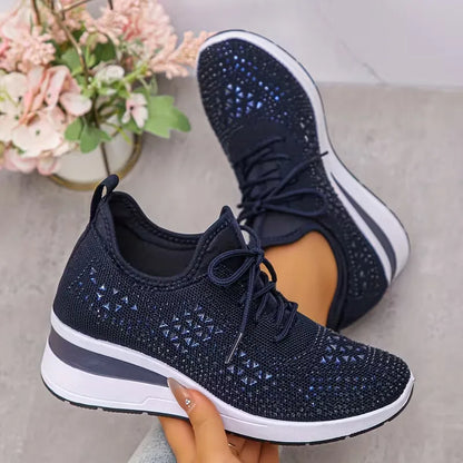 Platform sneakers with knitted upper