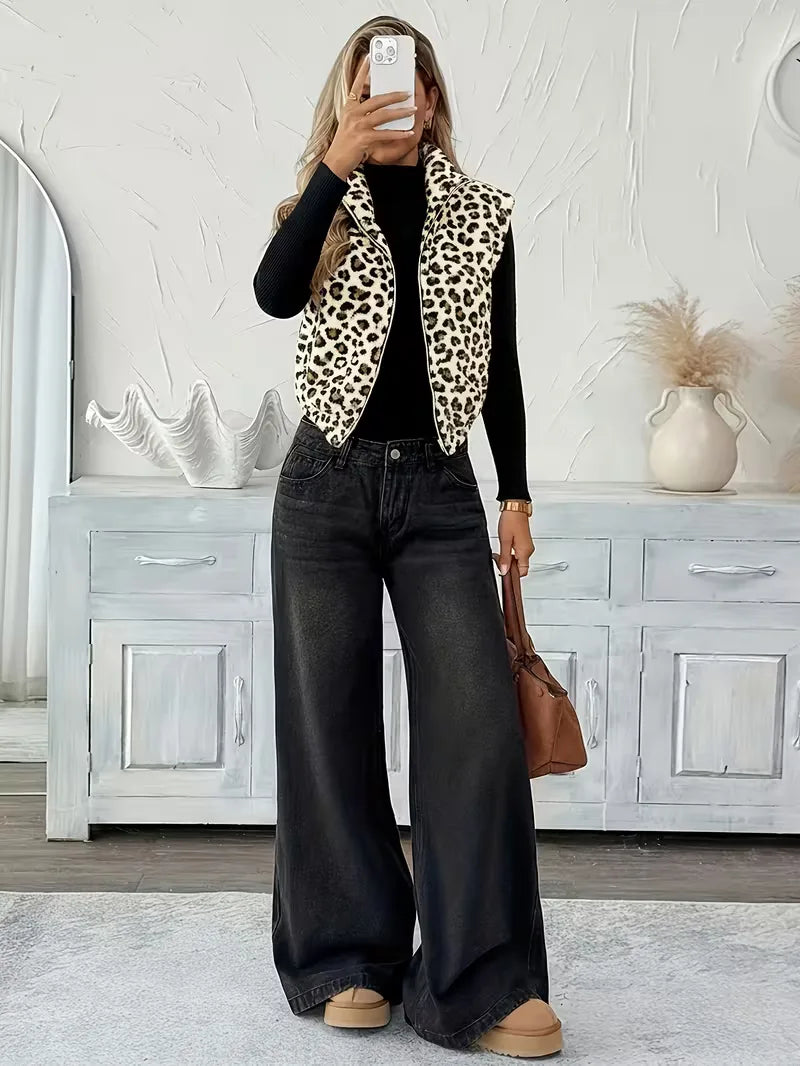 Zipped Gilet with Faux Shearling