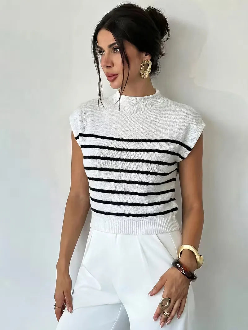 Sleeveless Vest with Mock Neck