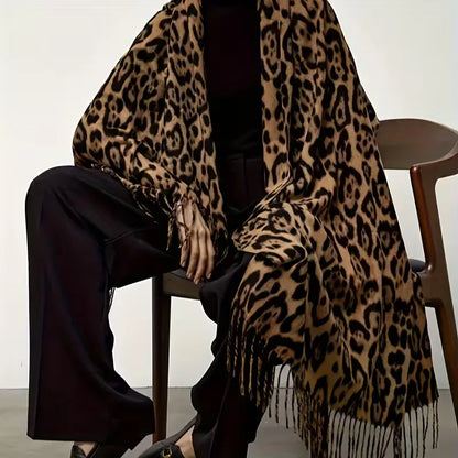 Winter Scarf with Leopard Print