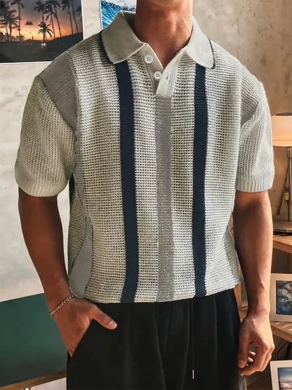 Polo with V-neck and short sleeves